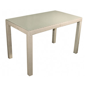 MO-032 τραπέζι κήπου αλουμινίου wicker ΕΚΡΟΥ, 90x160xh75